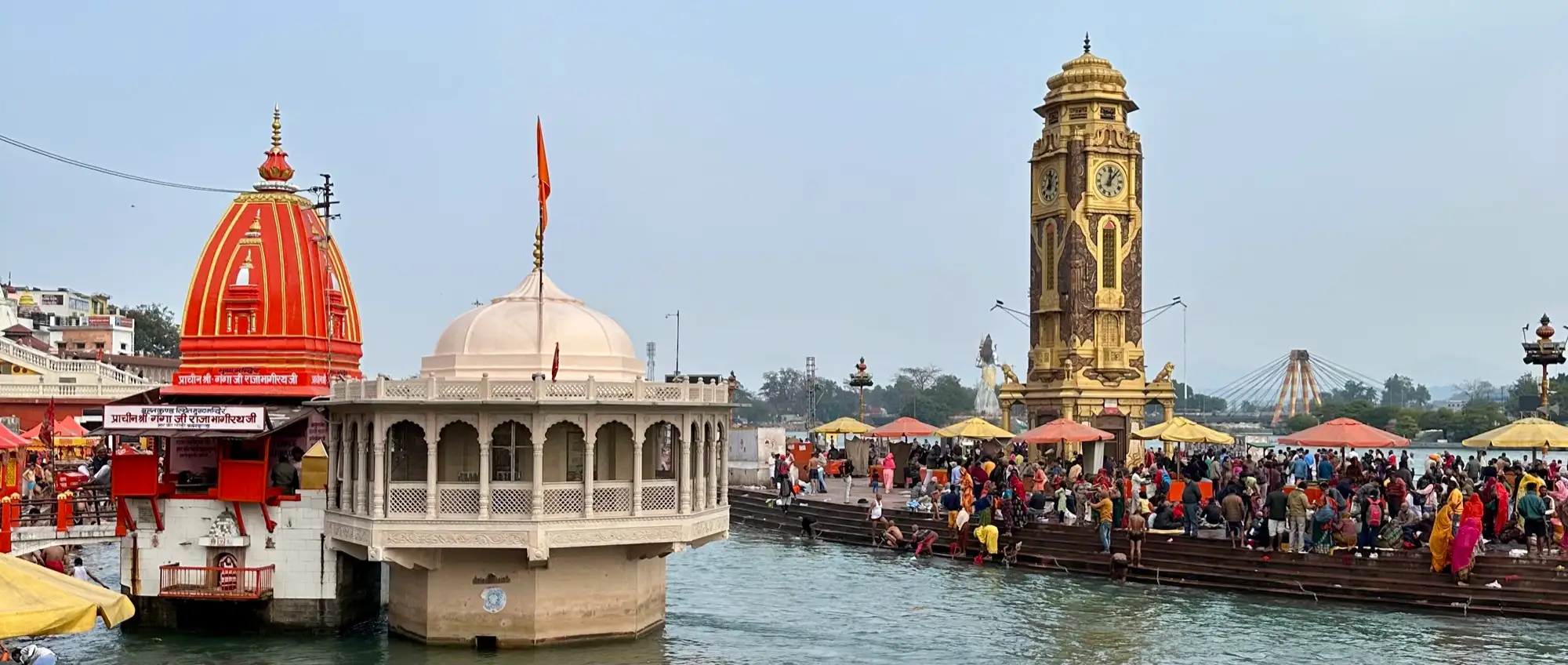 Har ki Pauri ghat and its clock tower on the Ganga at Haridwar